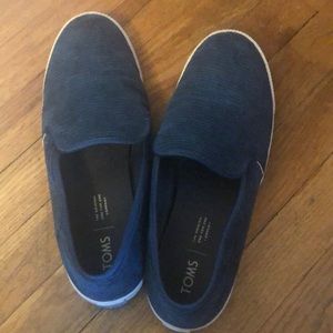 Teal corduroy Tom’s slip ons